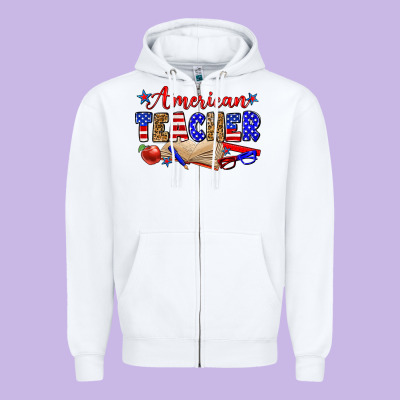 American Teacher Zipper Hoodie Designed By Zillion Design Studio