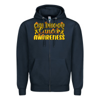 Navy Childhood Cancer Awareness Zipper Hoodie - texasbilliewilder