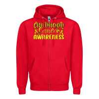 Red Childhood Cancer Awareness Zipper Hoodie - texasbilliewilder