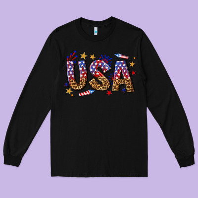 Long Sleeve Tee usa 4th of july bw