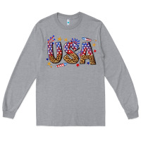 Heather Grey usa 4th of july bw Long Sleeve Tee - texasbilliewilder
