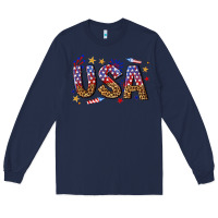 Navy usa 4th of july bw Long Sleeve Tee - texasbilliewilder