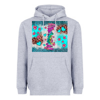 Heather Grey mommy leopard turquoise Heavyweight Hoodie - JahusDesignShop