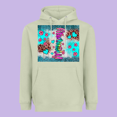 Mommy Leopard Turquoise Heavyweight Hoodie Designed By Jahusdesignshop