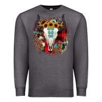 Charcoal Heather bullskull christmas Premium Sweatshirt - JahusDesignShop
