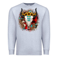 Heather Grey bullskull christmas Premium Sweatshirt - JahusDesignShop