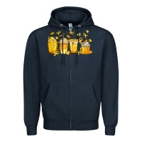 Navy Childhood Cancer Coffee Cups Zipper Hoodie - texasbilliewilder