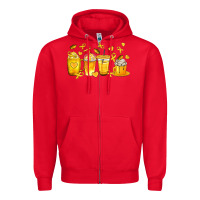 Red Childhood Cancer Coffee Cups Zipper Hoodie - texasbilliewilder