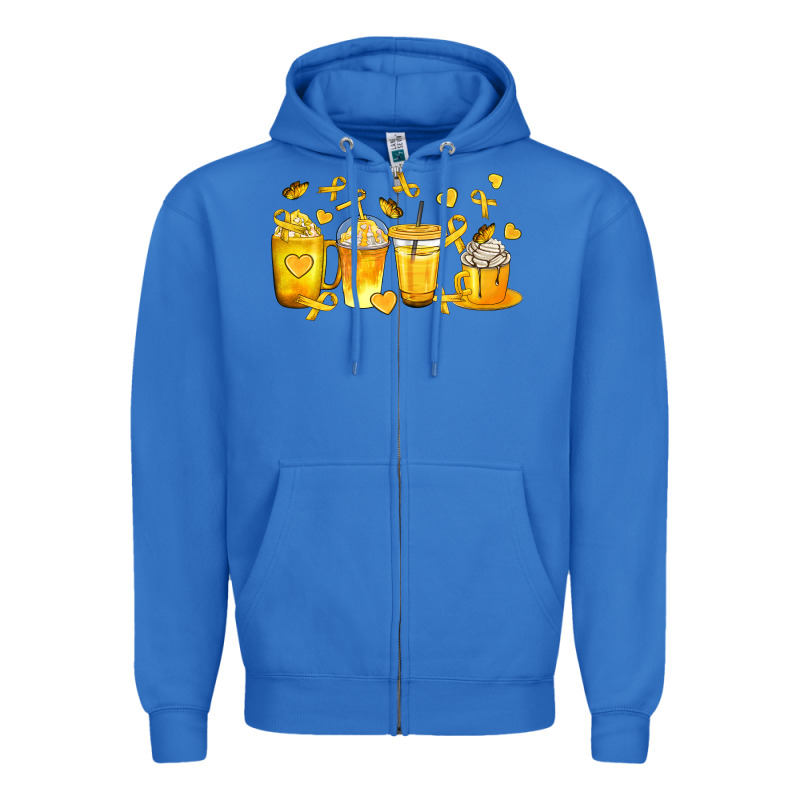 Childhood Cancer Coffee Cups Zipper Hoodie by texasbilliewilder | Teevron