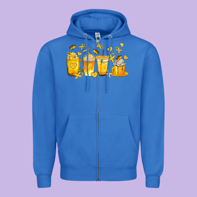 Childhood Cancer Coffee Cups Zipper Hoodie Designed By Texasbilliewilder