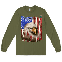 Army Green usa flag with eagle head Long Sleeve Tee - texasbilliewilder