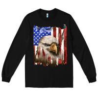 Black usa flag with eagle head Long Sleeve Tee - texasbilliewilder