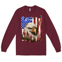 Burgundy usa flag with eagle head Long Sleeve Tee - texasbilliewilder