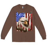 Chestnut usa flag with eagle head Long Sleeve Tee - texasbilliewilder