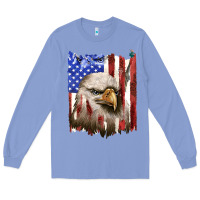 Colony Blue usa flag with eagle head Long Sleeve Tee - texasbilliewilder