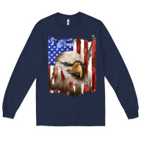 Navy usa flag with eagle head Long Sleeve Tee - texasbilliewilder