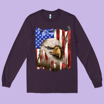 Long Sleeve Tee usa flag with eagle head