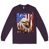 Plum usa flag with eagle head Long Sleeve Tee - texasbilliewilder