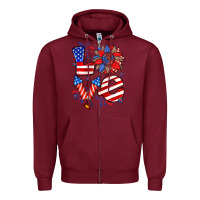 Burgundy 4th of july love Zipper Hoodie - Zillion Design Studio