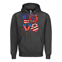 Charcoal Heather 4th of july love Zipper Hoodie - Zillion Design Studio