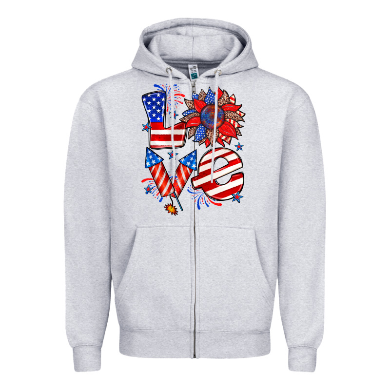 4th Of July Love Zipper Hoodie by Zillion Design Studio | Teevron