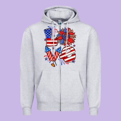 4th Of July Love Zipper Hoodie Designed By Zillion Design Studio