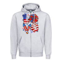 Heather Grey 4th of july love Zipper Hoodie - Zillion Design Studio