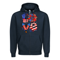Navy 4th of july love Zipper Hoodie - Zillion Design Studio