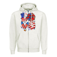 Oatmeal Heather 4th of july love Zipper Hoodie - Zillion Design Studio