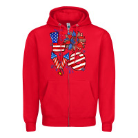 Red 4th of july love Zipper Hoodie - Zillion Design Studio
