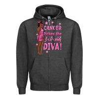 Charcoal Heather Cancer Picked The Wrong Diva with Black Woman Zipper Hoodie - texasbilliewilder