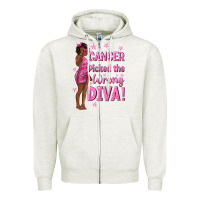 Oatmeal Heather Cancer Picked The Wrong Diva with Black Woman Zipper Hoodie - texasbilliewilder