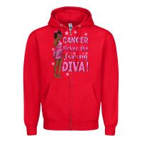 Red Cancer Picked The Wrong Diva with Black Woman Zipper Hoodie - texasbilliewilder