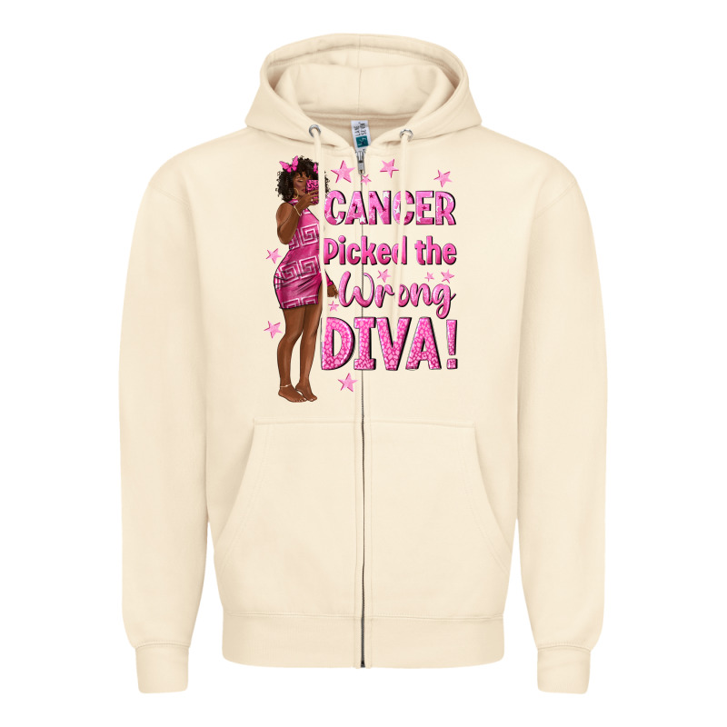 Cancer Picked The Wrong Diva With Black Woman Zipper Hoodie by texasbilliewilder | Teevron