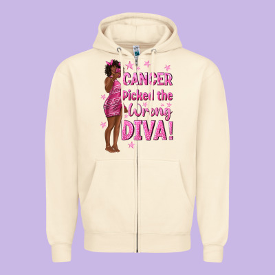Cancer Picked The Wrong Diva With Black Woman Zipper Hoodie Designed By Texasbilliewilder