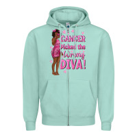 Seafoam Cancer Picked The Wrong Diva with Black Woman Zipper Hoodie - texasbilliewilder