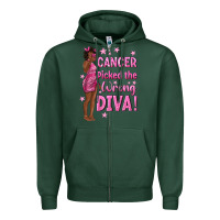 Sports Green Cancer Picked The Wrong Diva with Black Woman Zipper Hoodie - texasbilliewilder