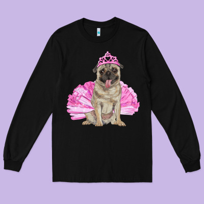 Long Sleeve Tee balerina pug with tutu