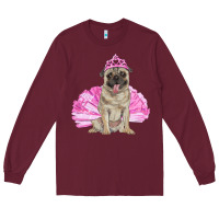 Burgundy balerina pug with tutu Long Sleeve Tee - RanaPortraitStore