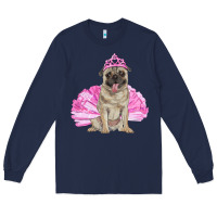 Navy balerina pug with tutu Long Sleeve Tee - RanaPortraitStore