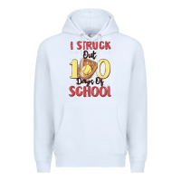 White i struck out 100 days of school Premium Hoodie - MaliasSmallBusiness