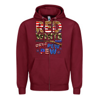 Burgundy red white and pew pew pew Zipper Hoodie - Zillion Design Studio