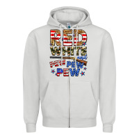 Dove Grey red white and pew pew pew Zipper Hoodie - Zillion Design Studio