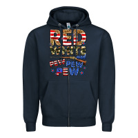 Navy red white and pew pew pew Zipper Hoodie - Zillion Design Studio