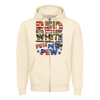 Red White And Pew Pew Pew Zipper Hoodie | Teevron