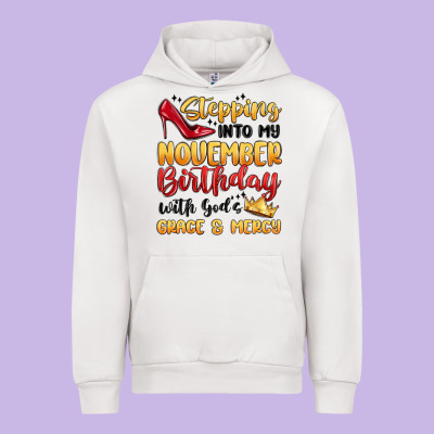 Stepping Into My November Birthday Urban Hoodie Designed By Maliassmallbusiness