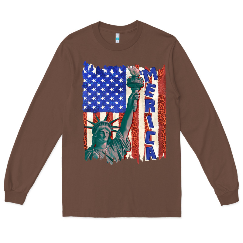 Usa Flag With Statue Of Liberty Long Sleeve Tee by texasbilliewilder | Teevron