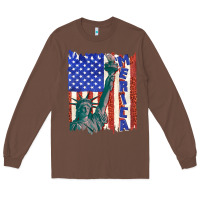 Chestnut usa flag with statue of liberty Long Sleeve Tee - texasbilliewilder