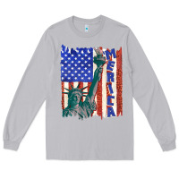 Moon Dust usa flag with statue of liberty Long Sleeve Tee - texasbilliewilder