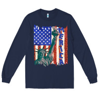 Navy usa flag with statue of liberty Long Sleeve Tee - texasbilliewilder